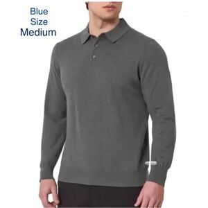 Modern Ambition Responsible Wool Cotton Blend Shirt Sweater Blue Size Medium